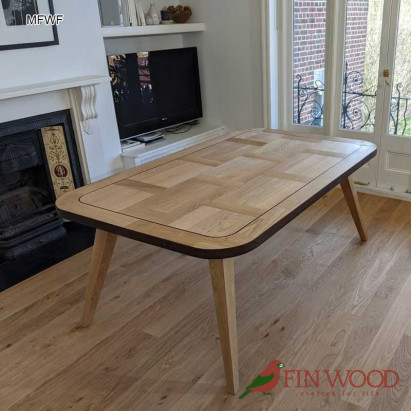 Dining table made from engineered oak parquet - furniture elements #CraftedForLife