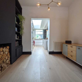 Fitting engineered light boards in London by Fin Wood London #CraftedForLife #CraftedForLife