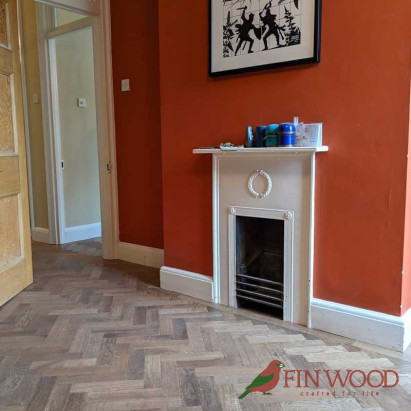 Parquet Herringbone wood flooring with border by Fin Wood Ltd London #CraftedForLife #CraftedForLife
