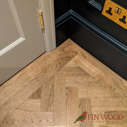 Parquet Herringbone wood flooring with border by Fin Wood Ltd London #CraftedForLife #CraftedForLife