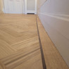 Herringbone flooring with border and tramline #CraftedForLife