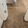 Herringbone flooring with border and tramline #CraftedForLife