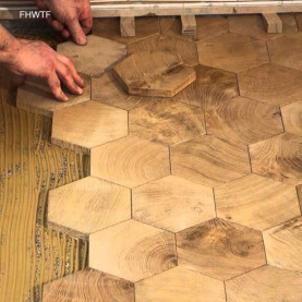 Fitting Hexagon Wood Tiles floors - hexagon parquet floor #CraftedForLife