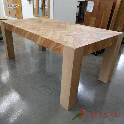Dining table made from engineered oak parquet - furniture elements #CraftedForLife