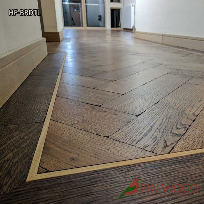 Herringbone flooring with border and tramline by Fin Wood Ltd London #CraftedForLife