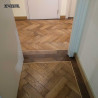 Herringbone flooring with border and tramline by Fin Wood Ltd London #CraftedForLife