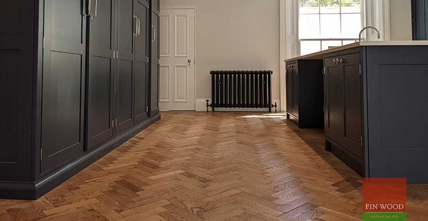 Herringbone parquet with a double row border becomes an instant classic feature in elegant Georgian town house, West Greenwich #CraftedForLife
