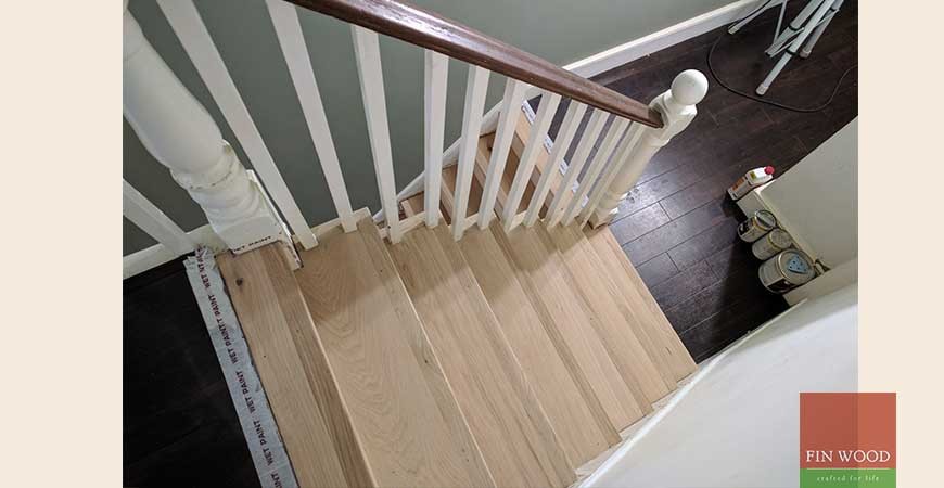 Classic Stairs Cladding with Oak boards and custom finishing in SE8 Deptford #CraftedForLife